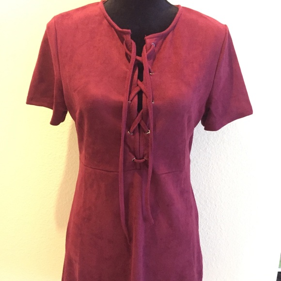 NEW Paper Crane Faux Suede Love Front Dress - Picture 2 of 6